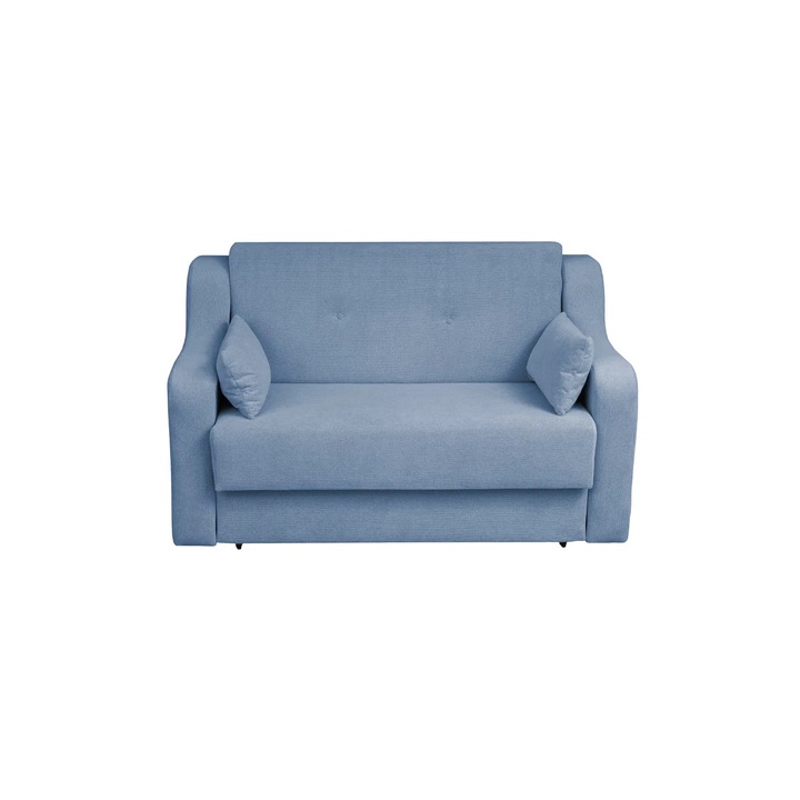 Canapea extensibila Expomob GINA II, 2 locuri, cu arcuri si lada depozitare, albastru deschis, 155x100x95 cm