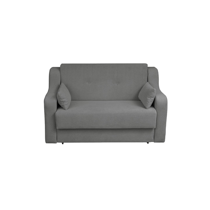 Canapea extensibila Expomob GINA II, 2 locuri, cu arcuri si lada depozitare, gri inchis, 155x100x95 cm