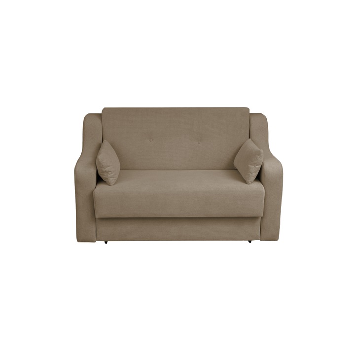 Canapea extensibila Expomob GINA II, 2 locuri, cu arcuri si lada depozitare, maro deschis, 155x100x95 cm