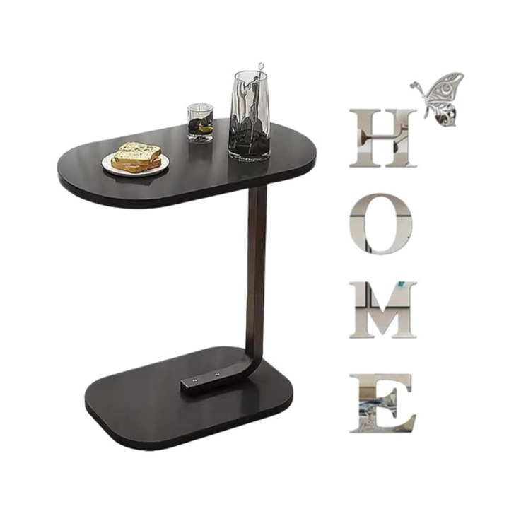 Маса за кафе, черна, преносима и лека, елегантен дизайн, лесно сглобяване с включени винтове, 45 x 30 x 60 см, 1,73 кг, с огледален стикер - DESKHOMEBLACK