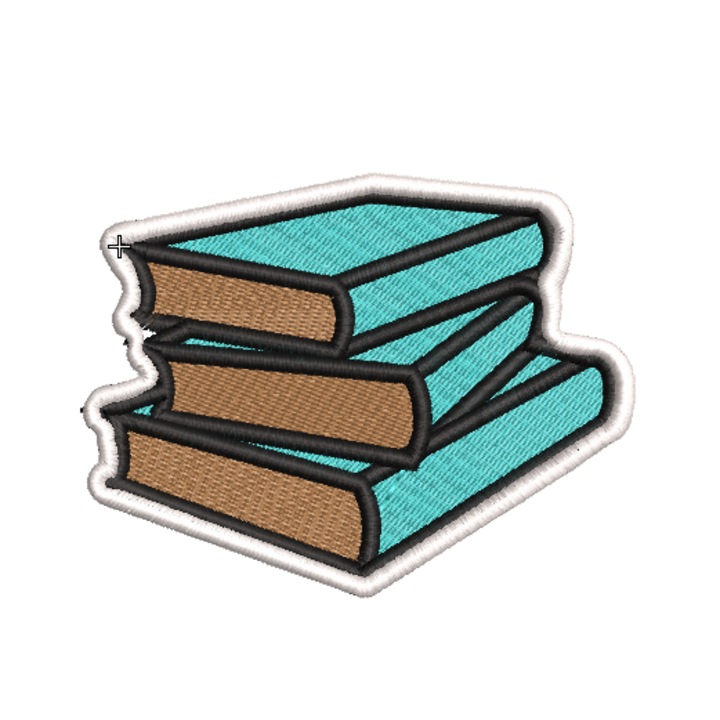 Книги, бродерия на таралеж, 8x7см