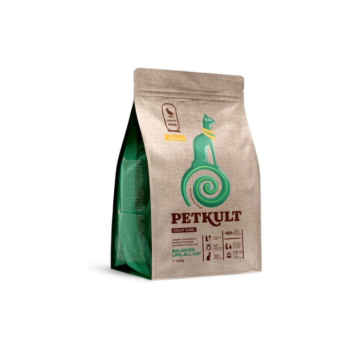 Hrana uscata pentru pisici, PetKult, Adult Care Balanced Life All-Cat, Pui, 400g