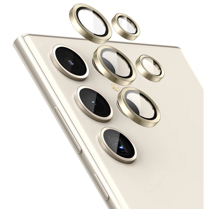 Folie Camera din Sticla pentru Samsung S23 Ultra, Full Cover, Protectie Profesionala, Ultra Rezistenta, Calitate Premium, Auriu