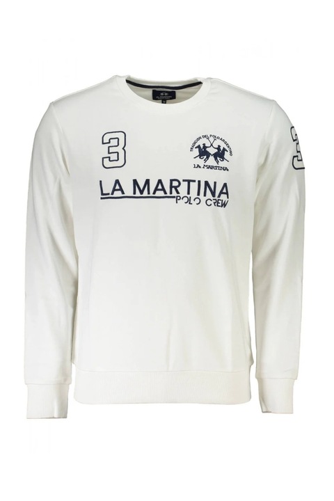 Bluza sport cu imprimeu logo, La Martina, Alb