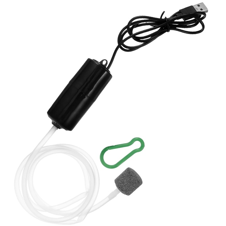Pompa de oxigen pentru acvariu, negru, 97x2.8x2.8cm, reutilizabila, din plastic
