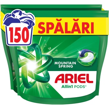 Detergent de rufe capsule Ariel Allin1 PODS Mountain Spring, 150 Spalari