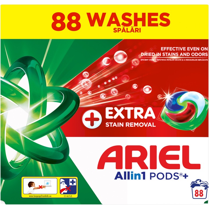 Detergent de rufe capsule Ariel Allin1 PODS + Extra Stain Removal, 88 Spalari