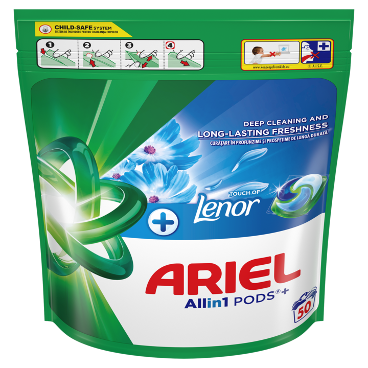 Капсули за пране Ariel Allin1 PODS+ Touch of Lenor Fresh Air, 50 пранета
