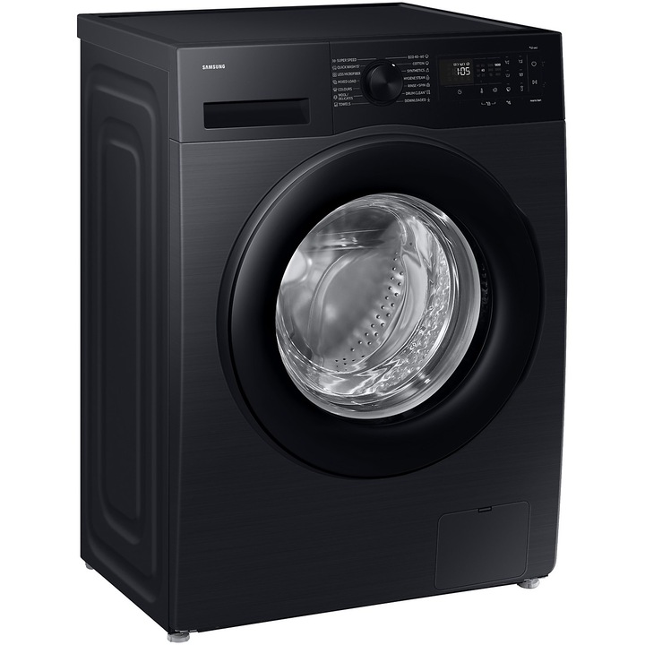 Masina de spalat rufe slim Samsung WW90DG5G34ABLE, 9 kg, 1400 rpm, Clasa A, AI Ecobubble, Super Speed 39, SpaceMax, Hygiene Steam, Smart Things, Digital Inverter Motor, Negru