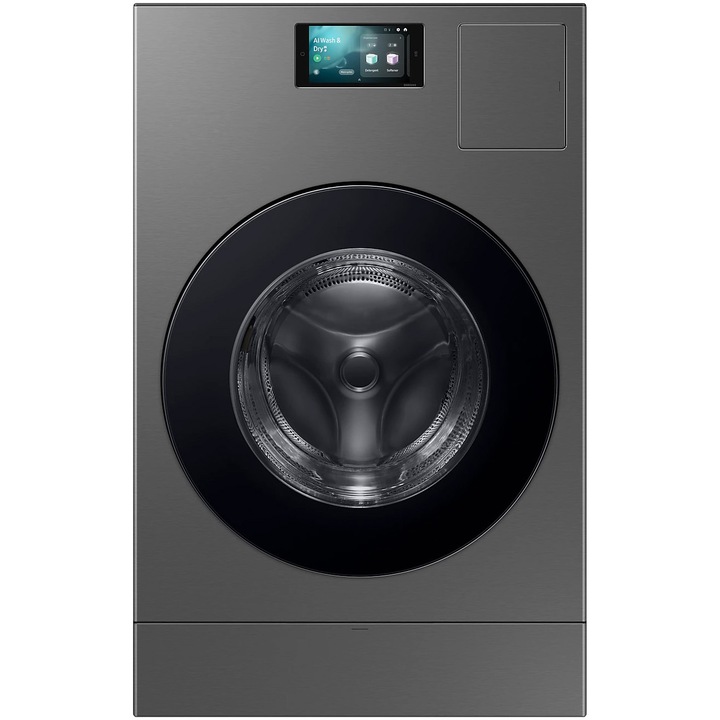 Пералня със сушилня Samsung WD18DB8995BZT2, 18 кг пране, 11 кг сушене, 1000 об/мин, клас A, AI Home 7" дисплей, AI пране и сушене, AI Ecobubble, супер скорост 98 мин, дигитален инверторен мотор, черен