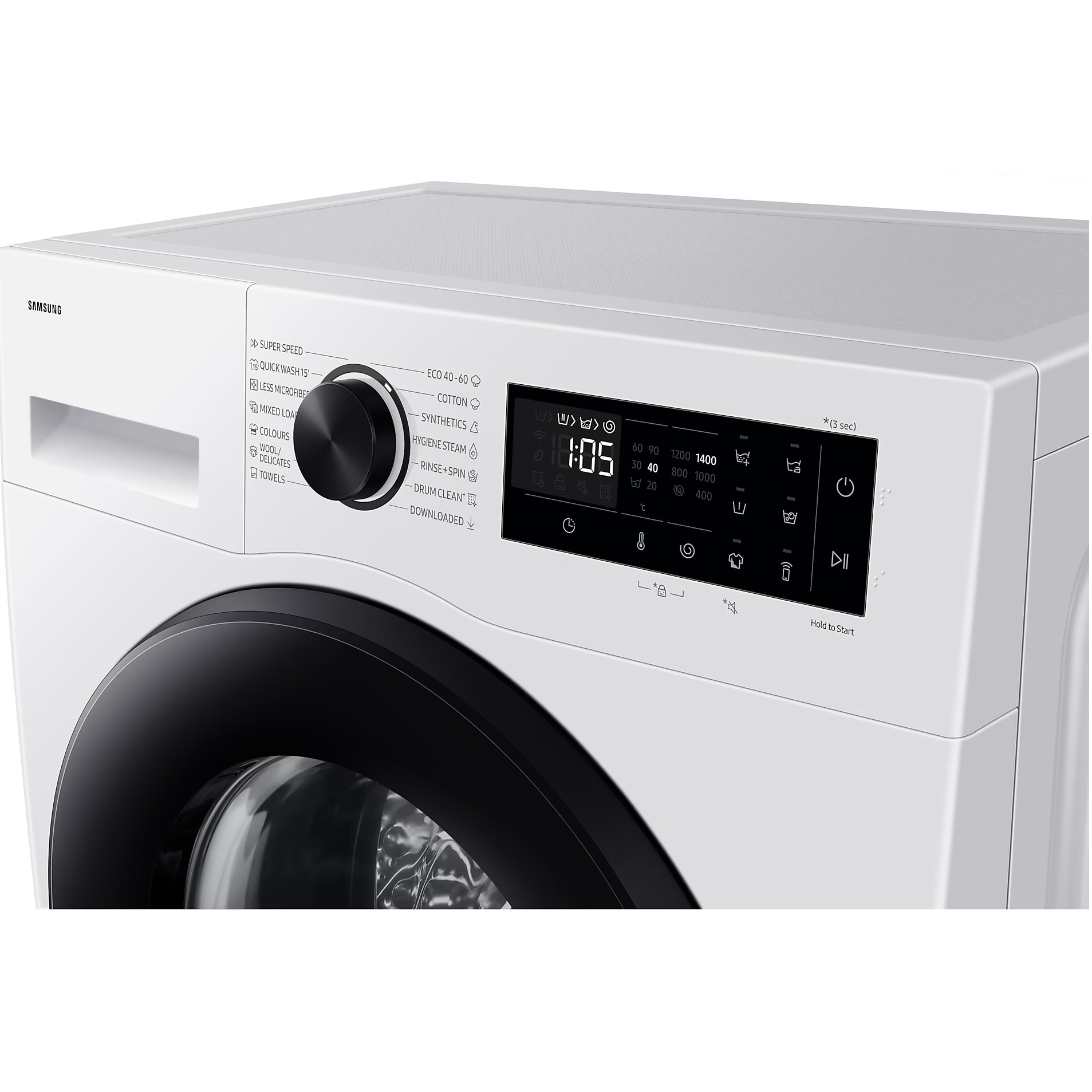Masina de spalat rufe Samsung WW90DG5G34AELE, 9 kg, 1400 rpm, Clasa A, AI Ecobubble, Super Speed 39, SpaceMax, Hyhiene Steam, Smart Things, Digital Inverter Motor, Alb