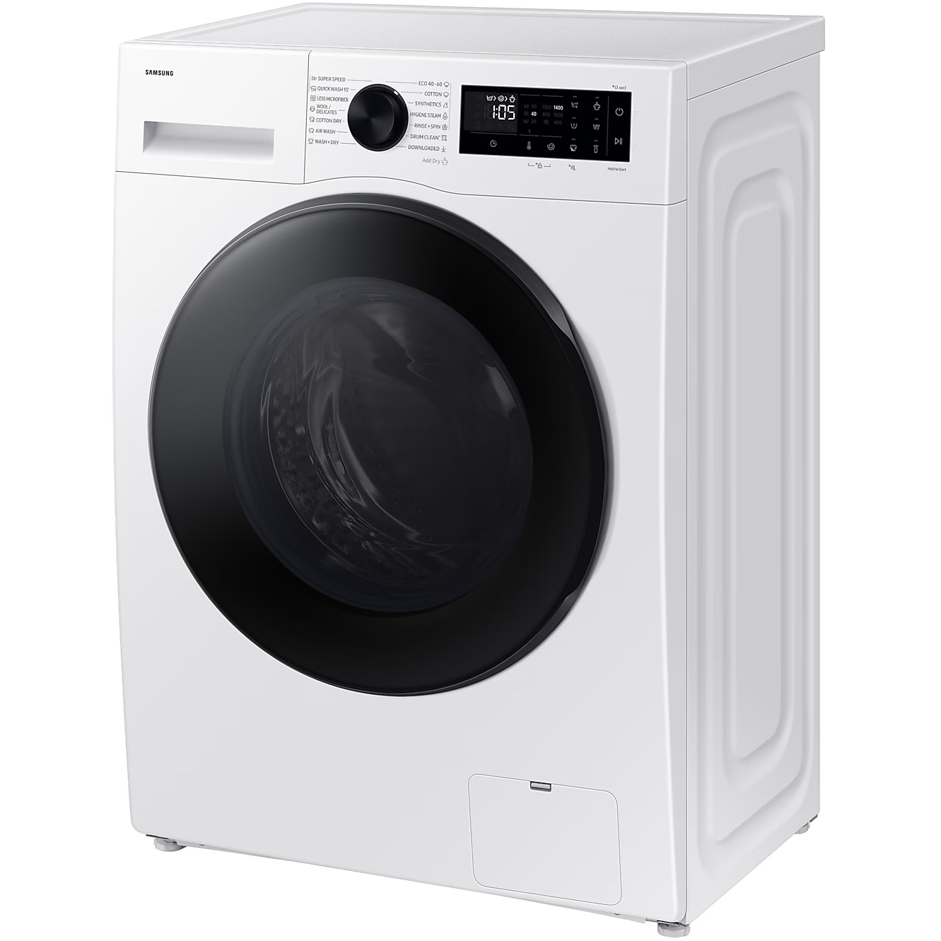 Masina de spalat rufe slim cu uscator Samsung WD90DG5G34BELE, Spalare 9 kg, Uscare 5 kg, 1400 rpm, Clasa A, AI Ecobubble, Super Speed 39, Space Max, Hygiene Steam, Digital Inverter Motor,Alb
