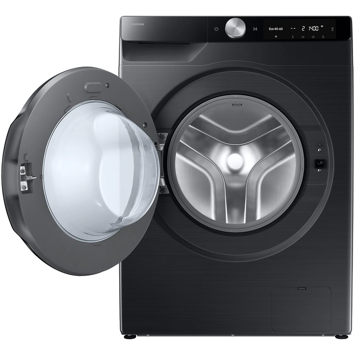 Masina de spalat rufe slim cu uscator Samsung WD90DG6G94BBU4, Spalare 9 kg, Uscare 5 kg, 1400 rpm, Clasa A, AI Control, AI Wash, Auto Dispense, AI Ecobubble, Super Speed 39, Space Max, Smart Things WiFi, Digital Inverter Motor, Negru
