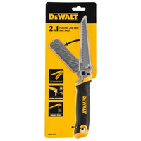 Fierastrau pliabil 2-in-1 cu rindea DeWALT DWHT0-20123, lama cu dinti triplu ascutiti, blocare sigura, rindea otel inoxidabil, maner ergonomic bi-material