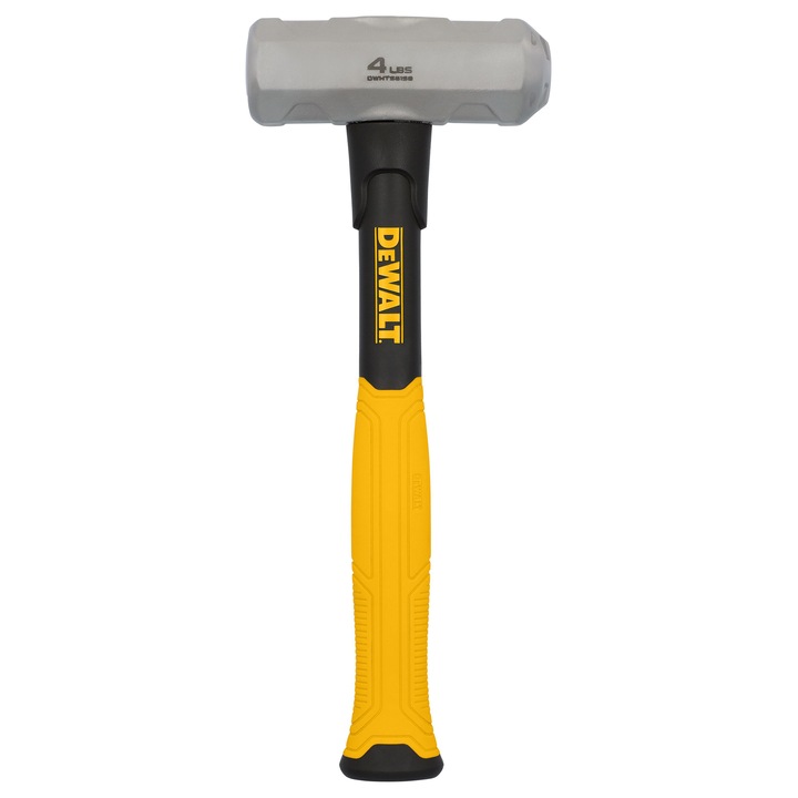 1,8 кг чук с дръжка от фибростъкло DeWALT DWHT56158-1, концентрирана ударна повърхност за силен удар, защита от прекомерен удар, текстурирана дръжка за комфорт и контрол, издръжлива кована глава от средно въглеродна стомана
