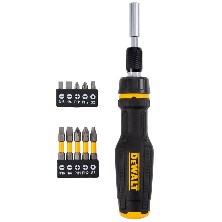 Отвертка DeWALT, DWHT68001-0 10-в-1 телескопична многофункционална, връх MAXFIT за перфектно захващане и разширена контактна повърхност, система за бърза смяна и съхранение на неизползвани битове