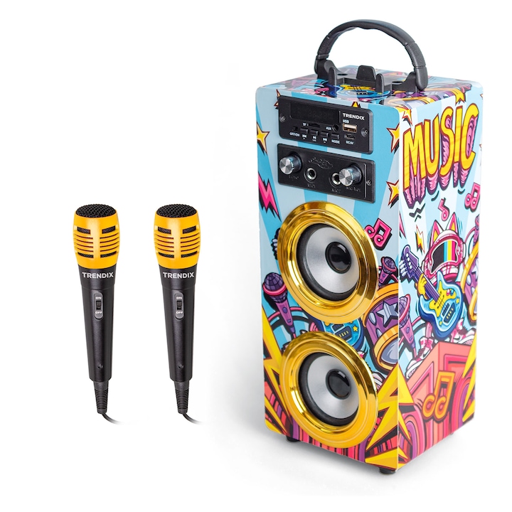 Karaoke készlet gyerekeknek, karaoke 2 mikrofonnal, FM rádió, Bluetooth, Trendix - Karaoke Golden Star