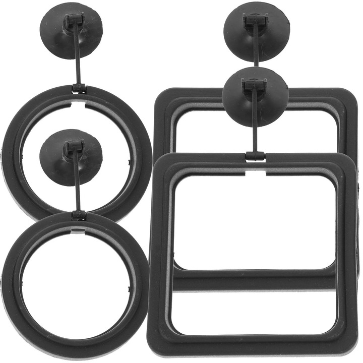 Set 4 Hranitoare Acvarii, PVC, 10x10x4cm, 7.5x7.5x4cm, Negru