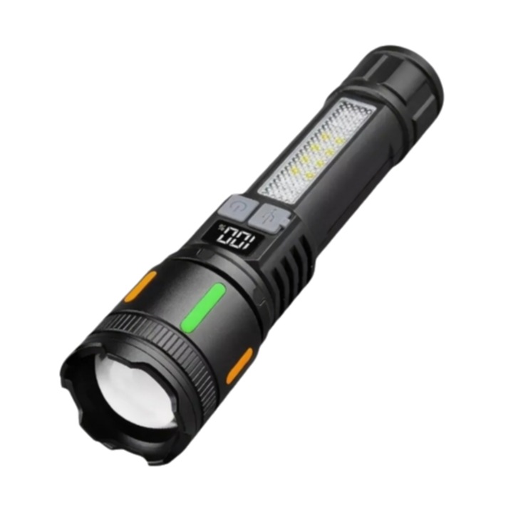 Тактически фенер Enforose, 990000 лумена, 2000 mAh, алуминий, множество режими на осветяване