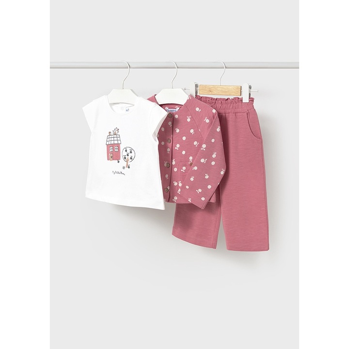 Mayoral, Set 3 piese cu jacheta imprimata bebe, Roz somon, Roz somon
