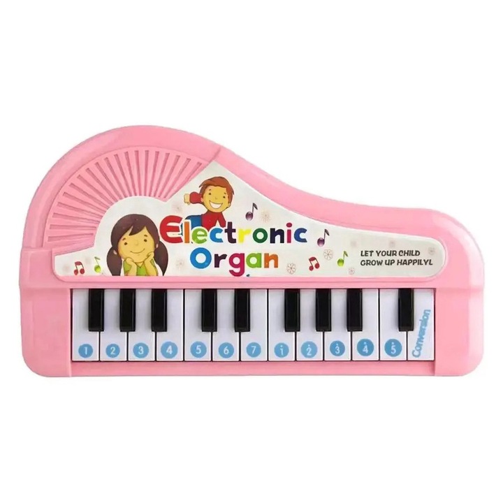 Zenélő játék zongorával, gyerekeknek, oktató zenei hangszer, rózsaszín 24 x 14 cm, Dalimag