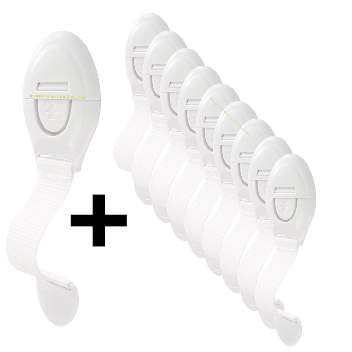 10 pcs incuietori din panza flexibila alba, prindere adeziv 3M, pentru usi, dulapuri, sertare, copii in siguranta cu blocatoare fiabile