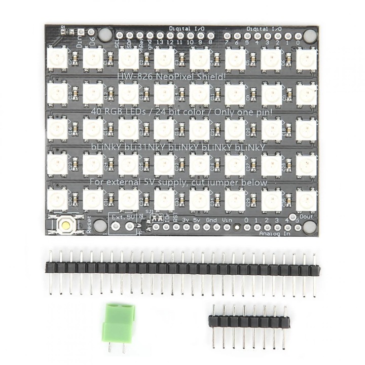 40 számjegyű WS2812B 5050 RGB LED fejlesztőkártya, 100% új, ABS, többszínű