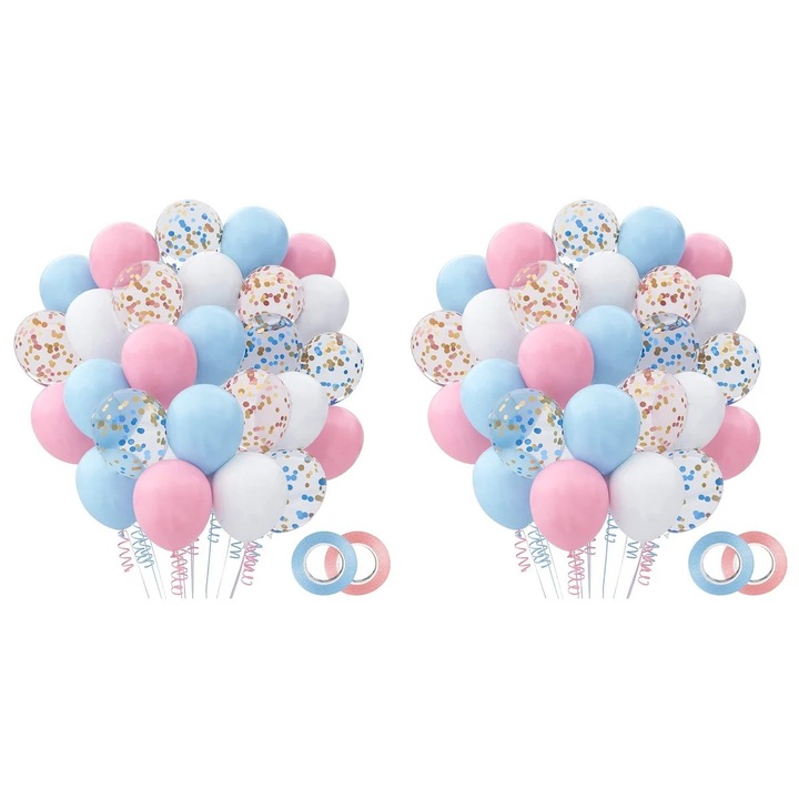 Baloane pentru arc de petrecere, set de 2, decorare baby shower, gender reveal, multicolor, 45x45x45cm