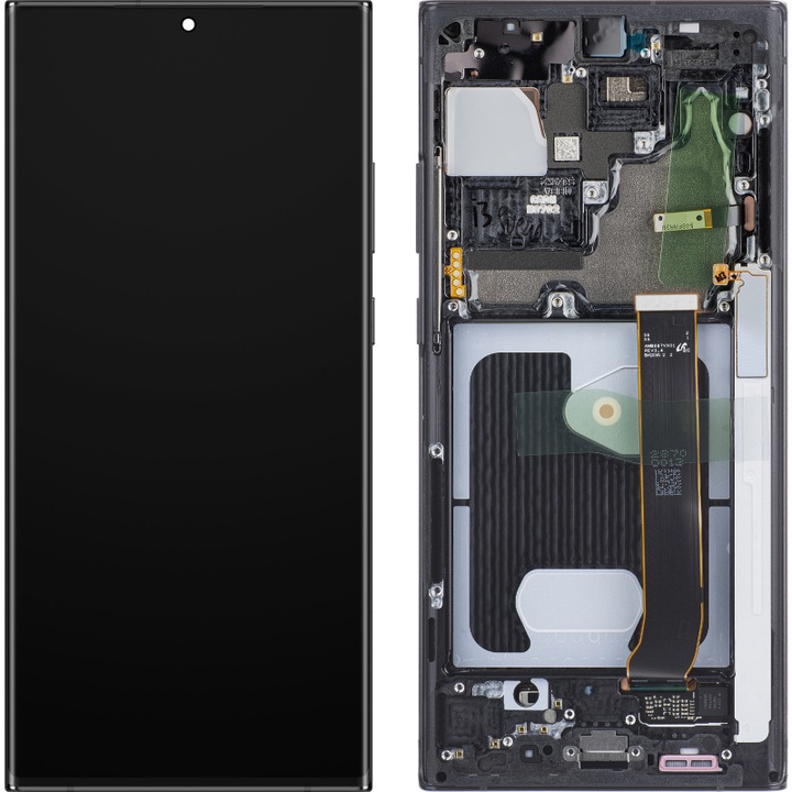 Дисплей с тъчскрийн Samsung Galaxy Note 20 Ultra 5G N986/Note 20 Ultra N985, с рамка, черен (Mystic Black), Elite Armor, X49, сервизен пакет GH82-31453A