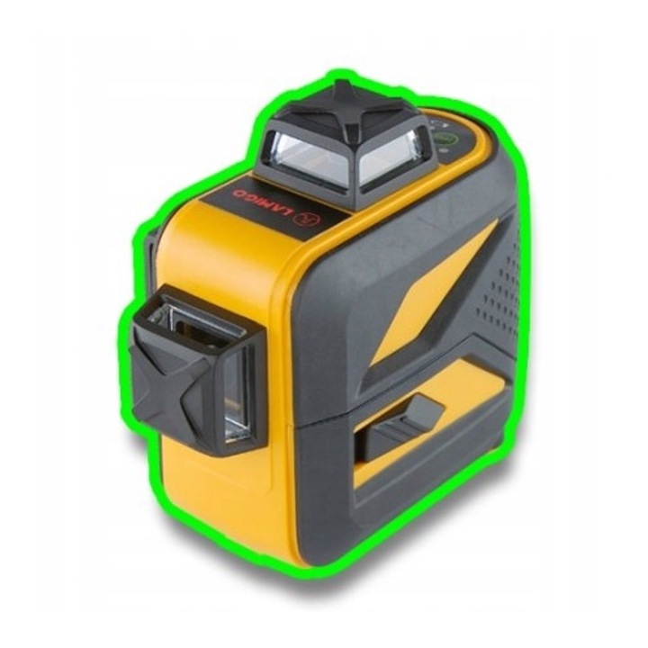 Nivela laser, Lamigo, Cross 3dg, Fascicul verde, 3 plane, Set cu accesorii (geanta, Suport, Tinta, Ochelari, Incarcator), Raza 20 m, Acumulator li-ion, IP 44