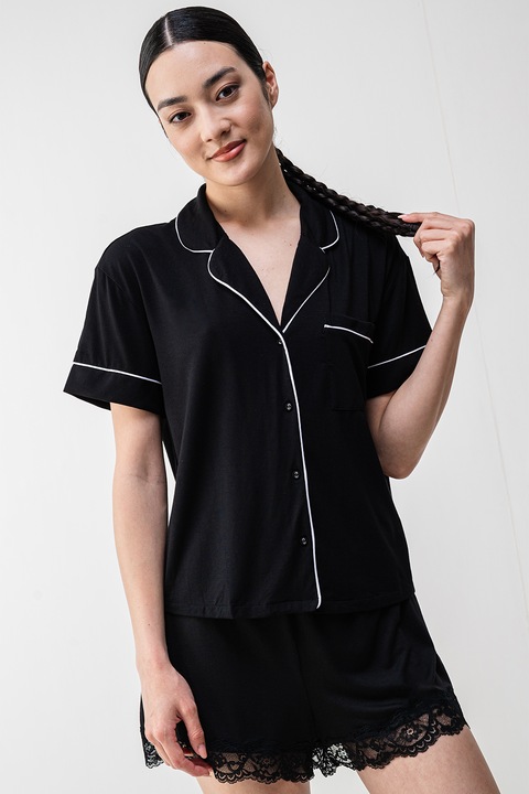 Hunkemoller, Горна пижама с къси ръкави, Черен