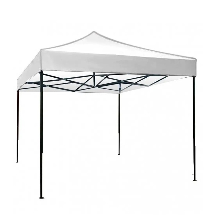 Cort Pliabil Evenimente, Cadru Metalic, 2 x 3 m, OPTIM SOLUTION, pentru Gradina, Terasa, Exterior, Impermeabila, Protectie UV, Ploaie, Deschidere Tip Harmonica, Invelis din Material Textil Oxfort 700D, Fixare Rapida, Usoara, Picioare Telescopice, XTO, Alb