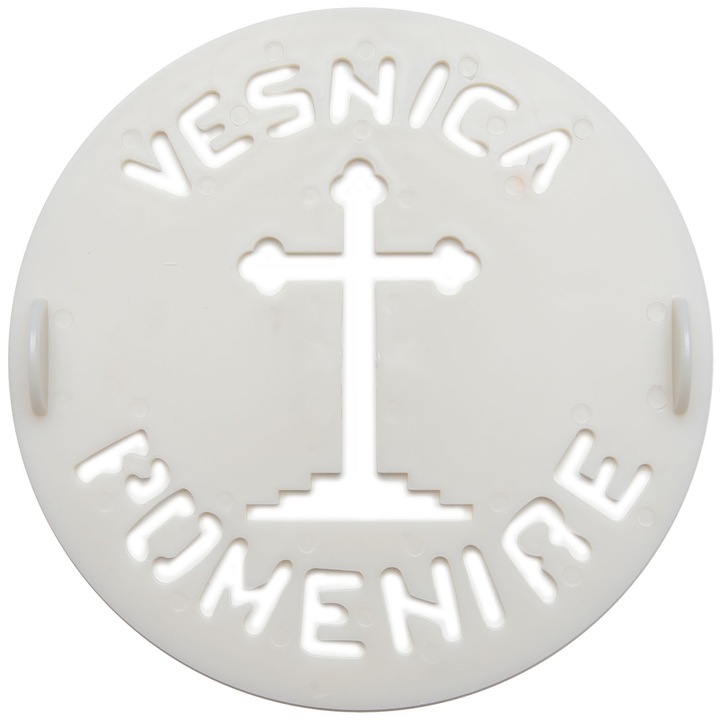 Műanyag kerek kereszt alakú forma, örök emlék, koporsó díszítésére, átmérő 18 cm