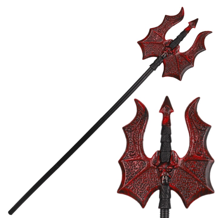 Tridentul Diavolului, Openhome, Accesorii Pentru Costume, Plastic, Pliabil, 120 cm, Pentru Barbati, Halloween, Rosu/Negru