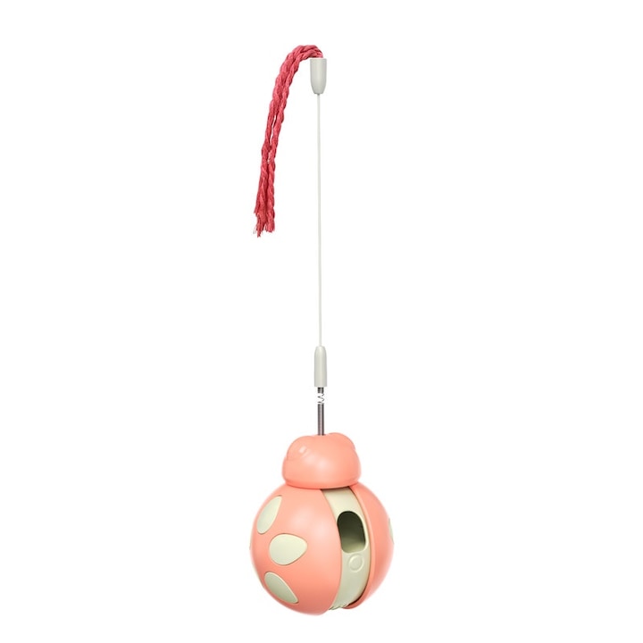 Jucarie interactiva pentru pisici, design buburuza, eliberare de hrana, 8x7.59x30cm, roz, plastic
