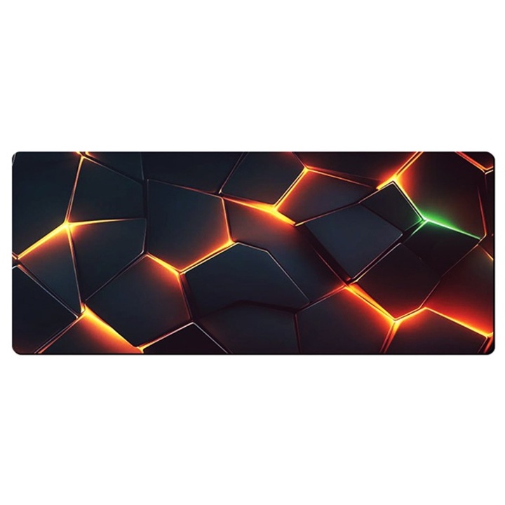 Mousepad profesional 3D, suprafata textila, baza cauciucata anti-alunecare, 600x300x2mm, lava red