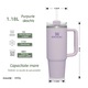 Termos cu maner si pai Stanley Quencher H2.0, 40 oz, capac Flowstate cu 3 pozitii, inox, violet