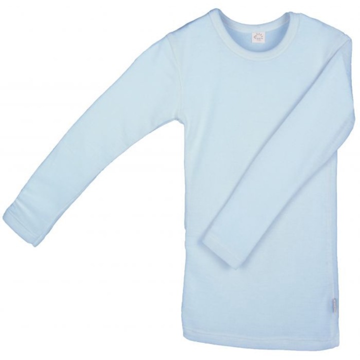 Bluza copii, Iobio, lana merinos si matase, albastru, 86-92 cm