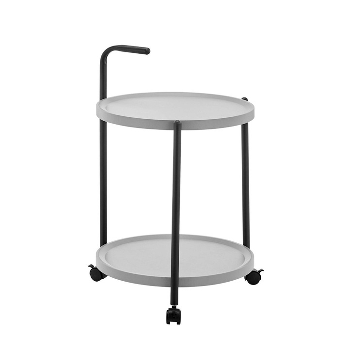 Masuta cafea MMB-YM056, rotunda, alb si negru, 40 x 40 x 65 cm