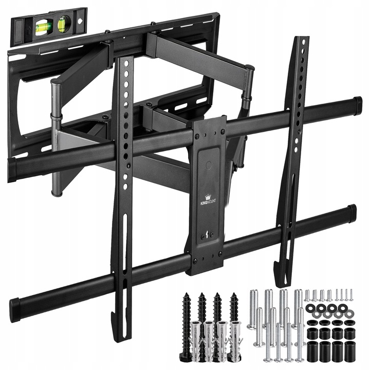 KingMount TV стойка за стена, универсална, 42″ - 100″, макс. 75 кг, Vesa 200x150 - 800x400, черна