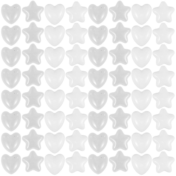 Set 100 mingi oceanice in forma de stea si inima, alb, 6x6cm si 6.5x5.5cm