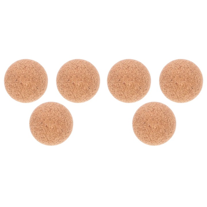 Bile de fotbal de masa din pluta, set de 6, din lemn, 32x32x32cm