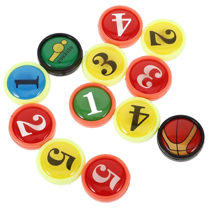 Set 12 Magneti de Inlocuire pentru Tabla de Antrenament Baschet, Multicolor, 2x2cm