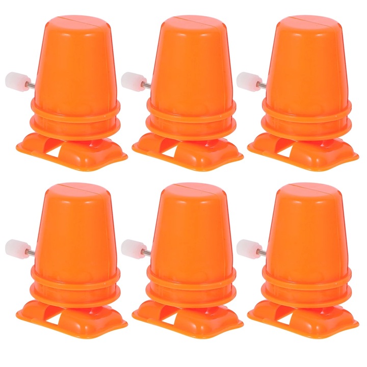 Set 6 Roboti de Jucarie DIY cu Mecanism de Ceas, Portocalii, 4.60x3.50x3.00cm