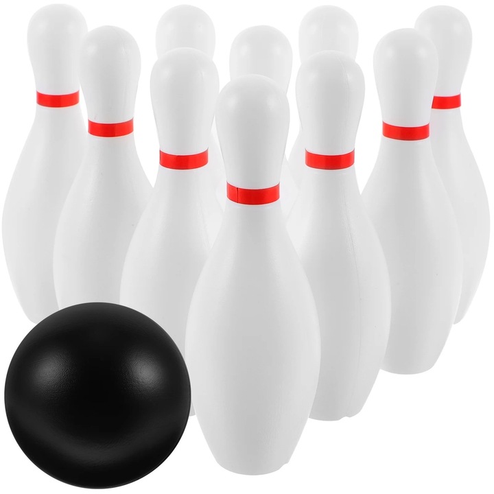 Set de jucarii bowling pentru copii, plastic, interactiv, alb, 5.5x5.5x5.5cm, 4x4x12.5cm