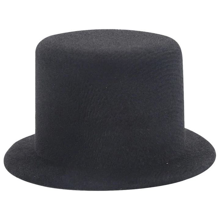 Palarie mini neagra pentru papusi, 9x9x4.5cm, material panza