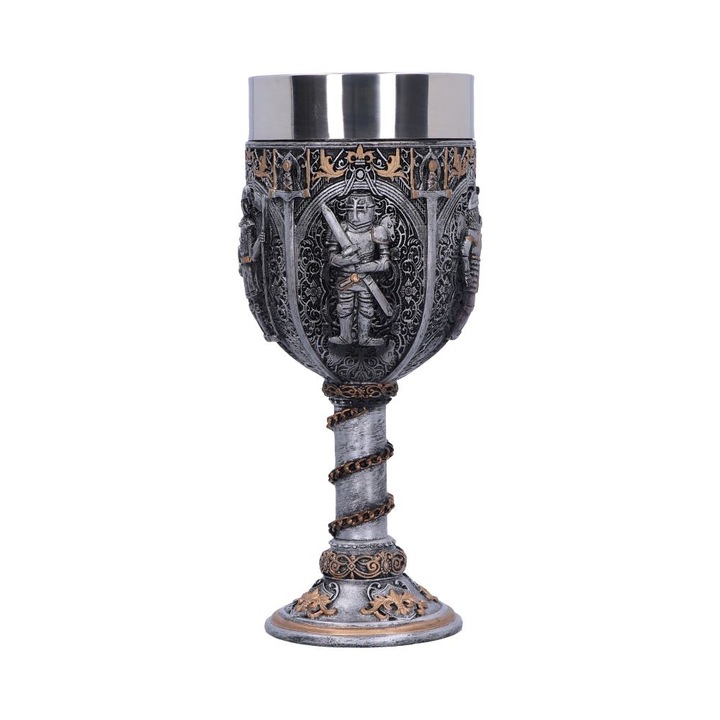 Pocal 'Medieval Knight' de 17, 5 cm – Design cu cavaleri medievali si lant decorativ