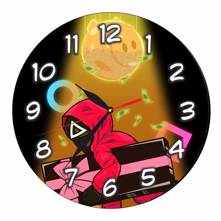 Ceas Squid Games, Lemn, 40 cm, CSDUV177