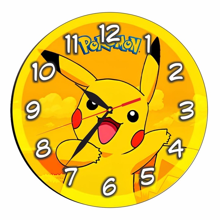 Ceas Pikachu, Pokemon, Lemn, 40 cm, CSDUV198
