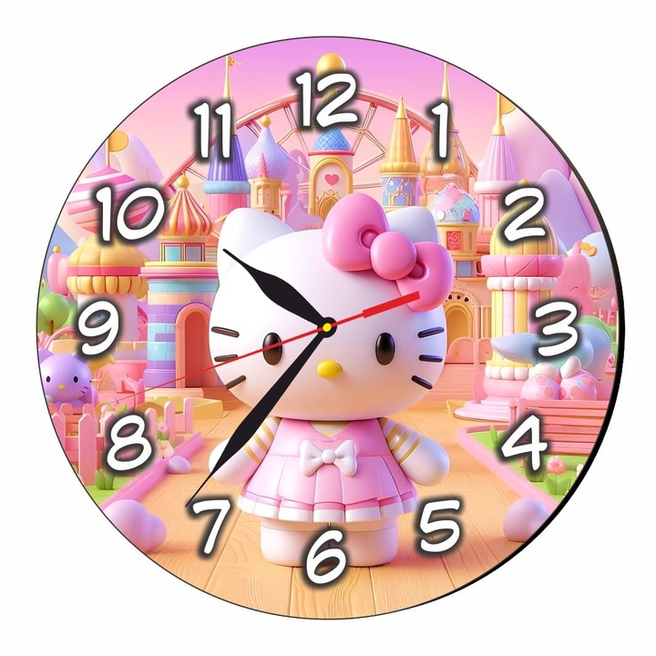 Ceas Disney Hello Kitty, Lemn, 40cm, Multicolor, CSDUV141